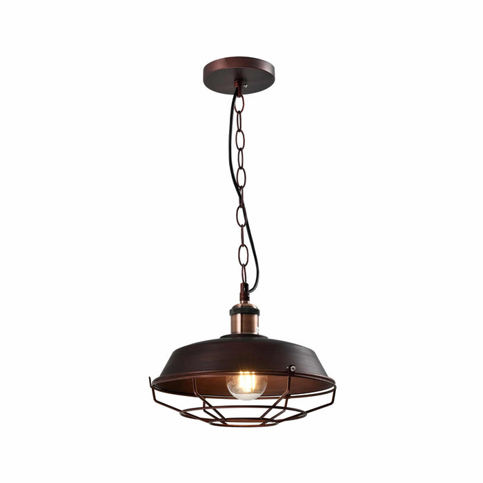 QUVIO Hanglamp industrieel - Fabriekslamp koper - D 26 cm - Roestbruin