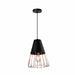 QUVIO Hanglamp industrieel - Rose gold staaldraad - D 26 cm - Zwart