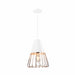 QUVIO Hanglamp industrieel - Rose gold staaldraad - D 26 cm - Wit