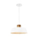 QUVIO Hanglamp Scandinavisch - Rond van metaal en hout - Diameter 30 cm - Wit en bruin