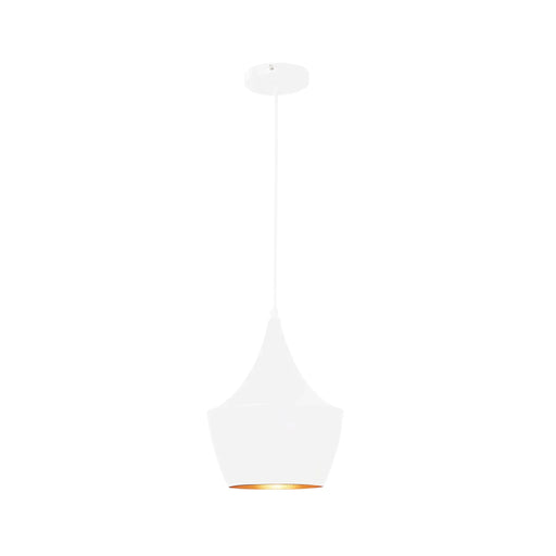 QUVIO Hanglamp modern - Rond met koperen binnenkant - Diameter 25 cm - Wit