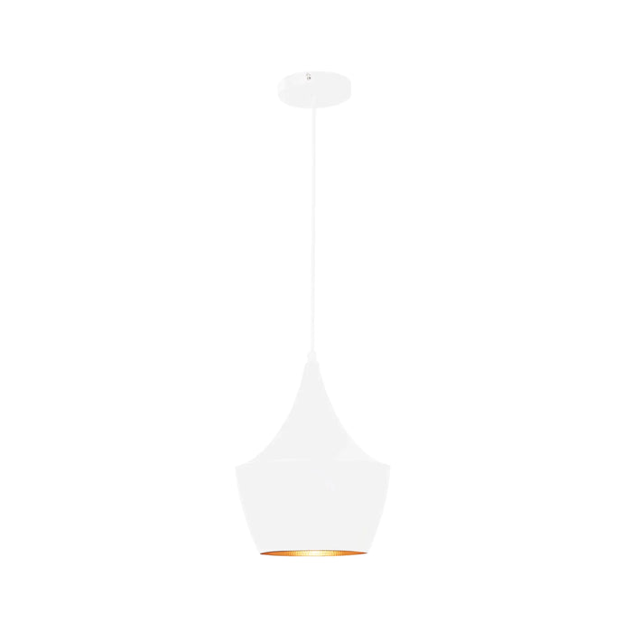 QUVIO Hanglamp modern - Rond met koperen binnenkant - Diameter 25 cm - Wit