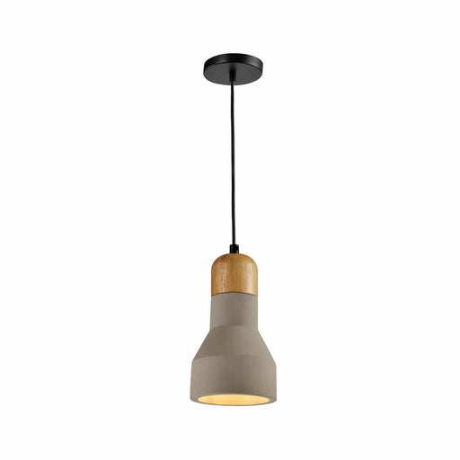 QUVIO Hanglamp modern - Bolvormig hout met beton - Diameter 11,5 cm