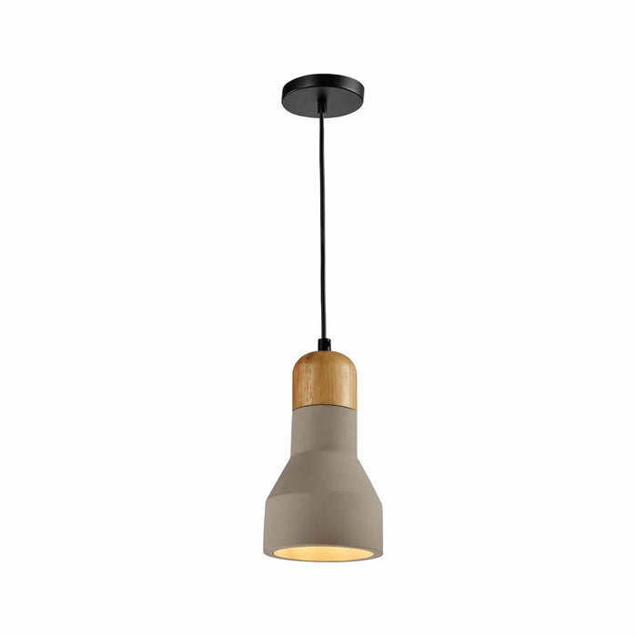 QUVIO Hanglamp modern - Bolvormig hout met beton - Diameter 11,5 cm