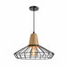 QUVIO Hanglamp modern - Rond frame metaaldraad met hout - Diameter 39,5 cm