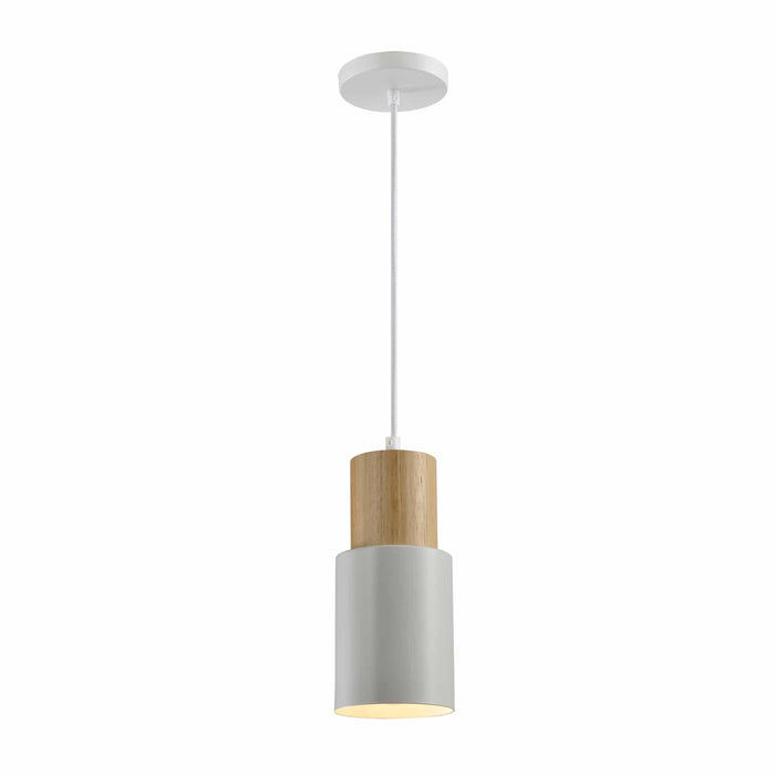 QUVIO Hanglamp Scandinavisch - Kokervorm van metaal en hout - Diameter 10 cm