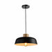 QUVIO Hanglamp Scandinavisch - Rond van metaal en hout - Diameter 30 cm - Zwart en bruin