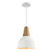 QUVIO Hanglamp Scandinavisch - Metaal en houten kop - Diameter 23 cm - Wit en bruin
