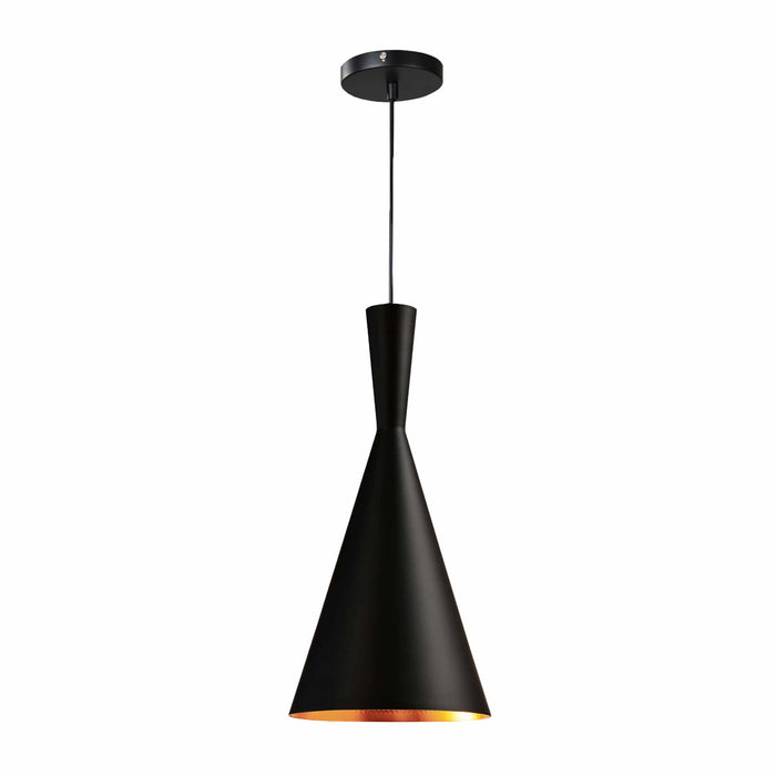 QUVIO Hanglamp modern - Kegel met koperen binnenkant - Diameter 18,5 cm