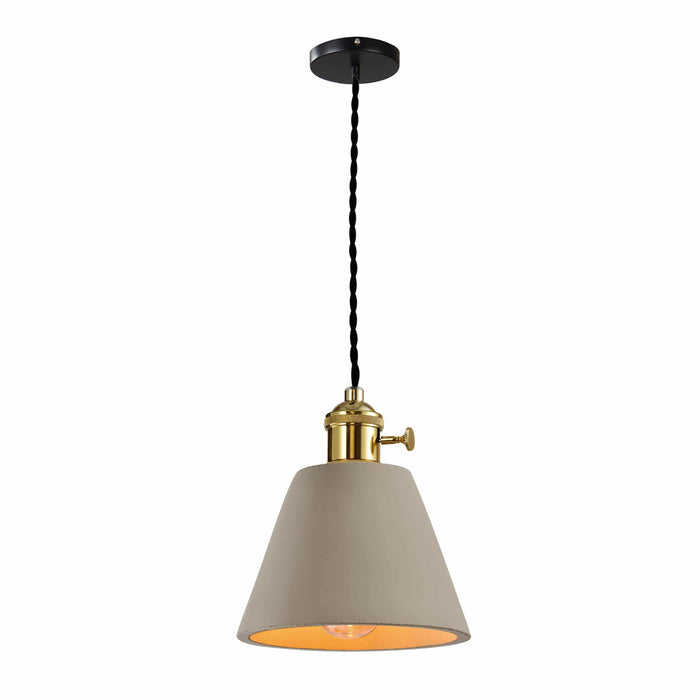 QUVIO Hanglamp landelijk - Kegeltje van beton - Diameter 12 cm