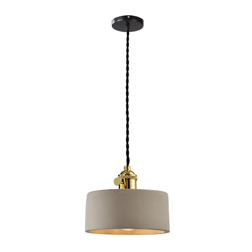 QUVIO Hanglamp landelijk - Brede cilinder van beton - Diameter 16 cm