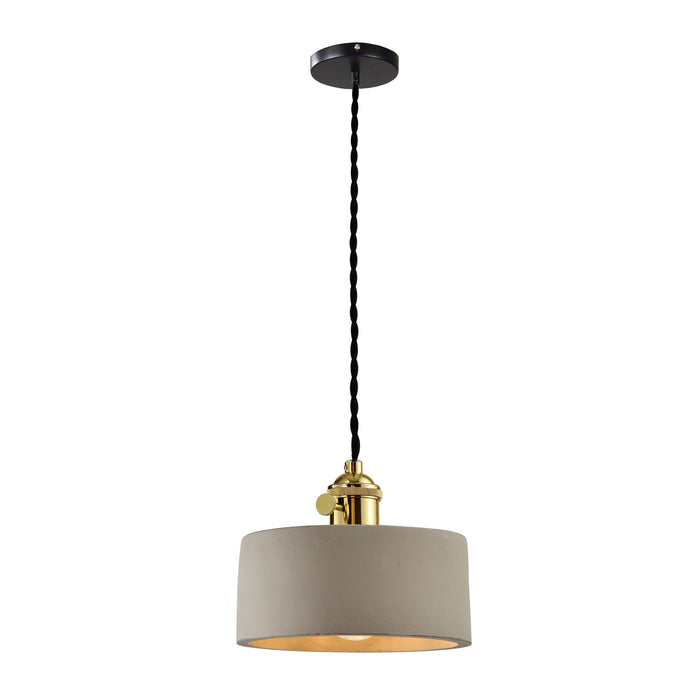 QUVIO Hanglamp landelijk - Brede cilinder van beton - Diameter 16 cm