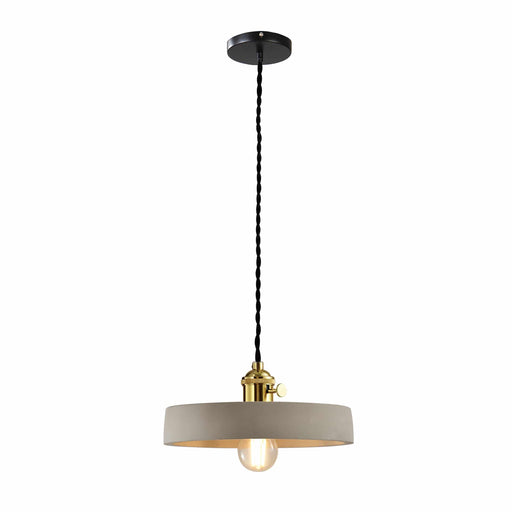 QUVIO Hanglamp landelijk - Platte vorm van beton - Diameter 21 cm