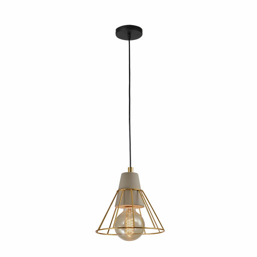 QUVIO Hanglamp industrieel - Beton met prismavormige kooi - Diameter 18 cm