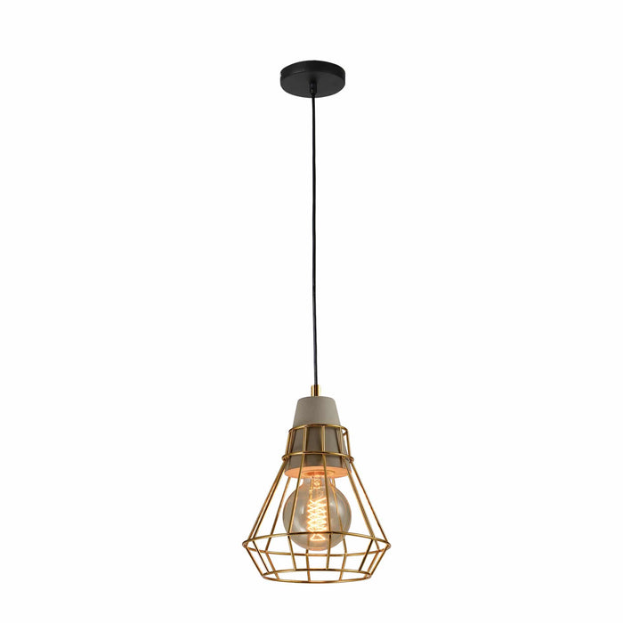 QUVIO Hanglamp industrieel - Beton met kooi kort - Diameter 17 cm