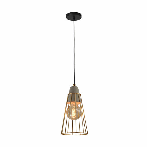 QUVIO Hanglamp industrieel - Beton met kegelvormige kooi - Diameter 14 cm