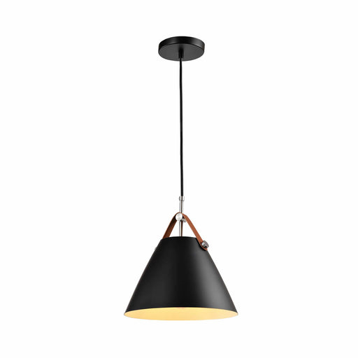 QUVIO Hanglamp modern - Kegel met leren riempje - Diameter 27 cm