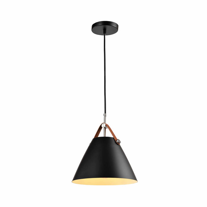QUVIO Hanglamp modern - Kegel met leren riempje - Diameter 27 cm