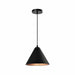 QUVIO Hanglamp retro - Kegelvorm - Gouden binnenkant - D 24 cm - Zwart