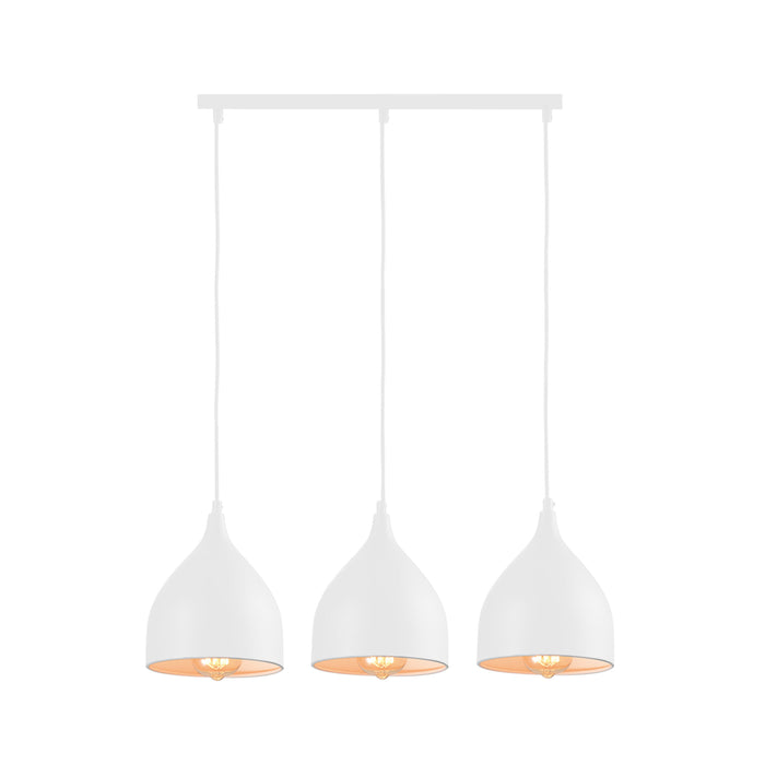 QUVIO Hanglamp modern - 3 lichtpunten met stalen kappen - 17 x 60 x 19 cm - Wit