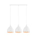QUVIO Hanglamp modern - 3 lichtpunten met stalen kappen - 17 x 60 x 19 cm - Wit