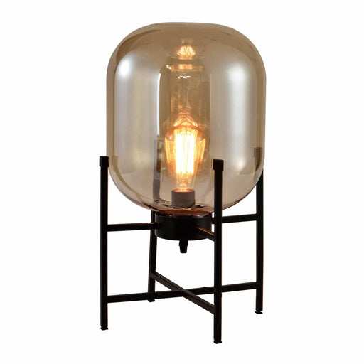 QUVIO Tafellamp modern - Glazen stolp in metalen frame - Diameter 28 cm