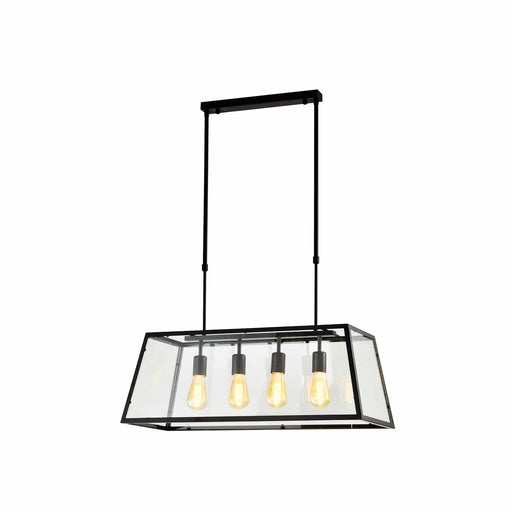 QUVIO Hanglamp modern - 4 lichtpunten met stalen glazen kap - 30 x 78 x 28 cm