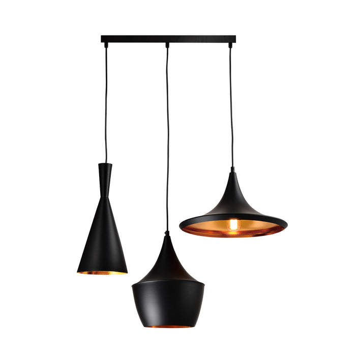 QUVIO Hanglamp modern - 3 lichtpunten met verschillende kappen - 36 x 65 x 38 cm