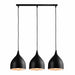 QUVIO Hanglamp modern - 3 lichtpunten met stalen kappen - 17 x 60 x 19 cm - Zwart
