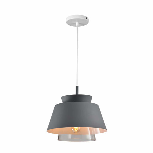 QUVIO Hanglamp modern - Dubbele kap metaal en glas - Diameter 29 cm