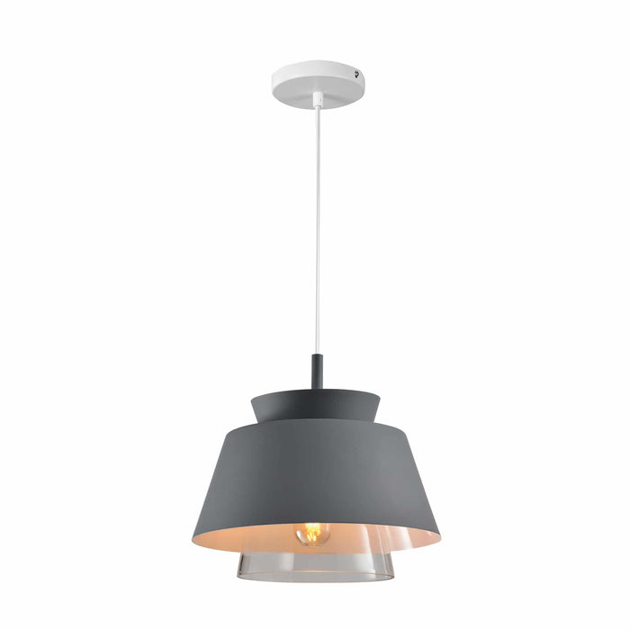 QUVIO Hanglamp modern - Dubbele kap metaal en glas - Diameter 29 cm