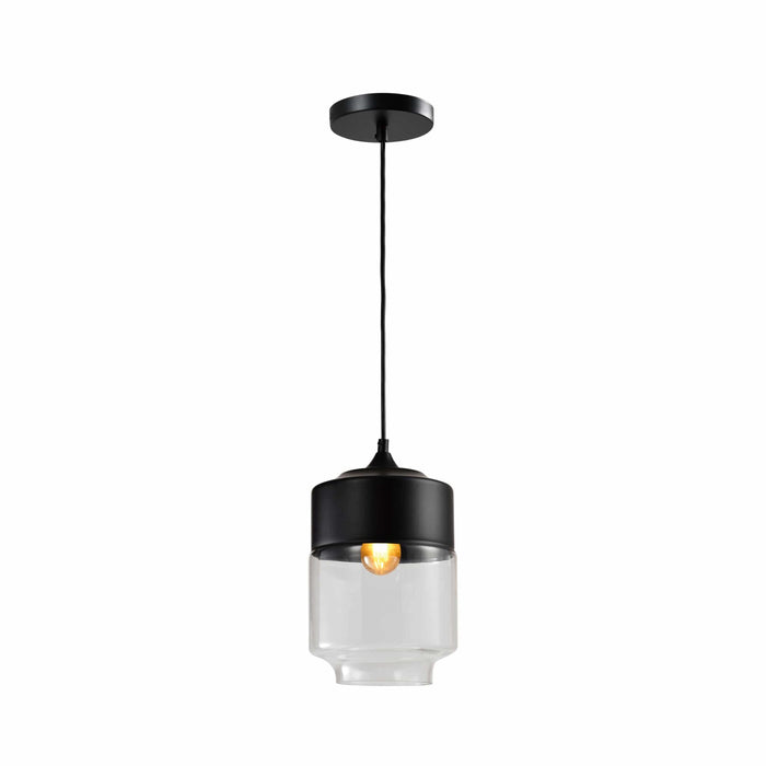 QUVIO Hanglamp retro - Langwerpige kap van metaal en glas - Diameter 18 cm