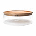 QUVIO Opbergbak met deksel - Diameter 23 cm - Glas en hout