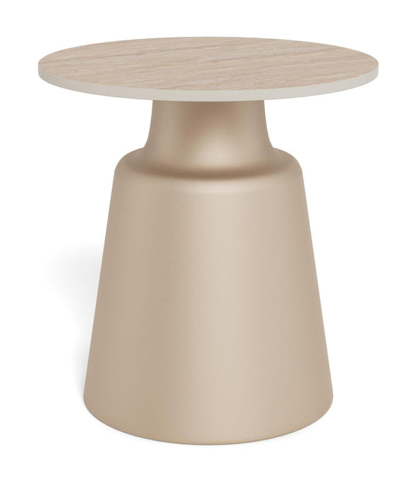 Sohome Ronde Bijzettafel Noelle Keramiek in travertinlook, 45cm - Beige - ThatLyfeStyle