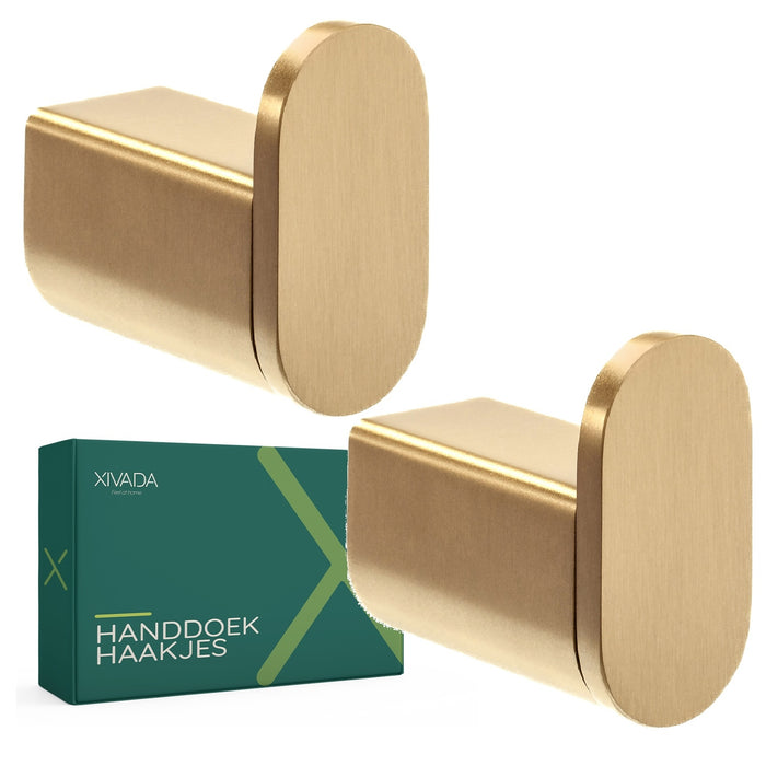 XIVADA Handdoekhaakje Dona - Inclusief schroefset - Goud - Set van 2