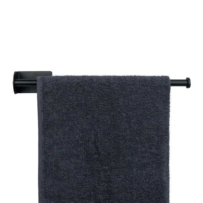 QUVIO Handdoekrek - Metaal - 7 x 35 x 5 cm - Zwart - Handdoekhouders - Stang voor aan de muur