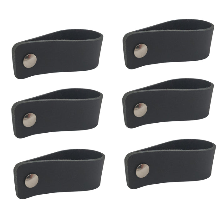 XIVADA Leren Handgreep Juqa - Boren - Leer - Zwart - Set van 6