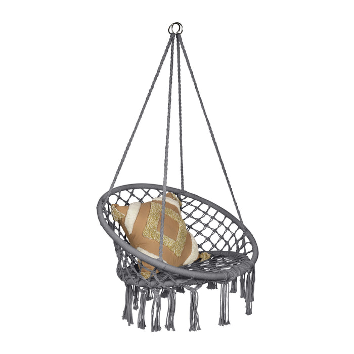 QUVIO Hangstoel voor buiten - Touw - Hout - Lichtgrijs
