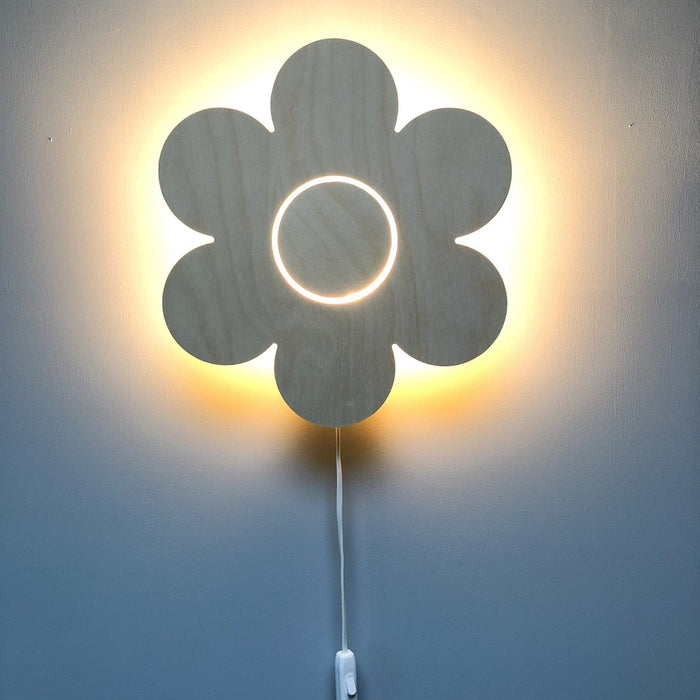 Houten wandlamp kinderkamer | Bloem - blank