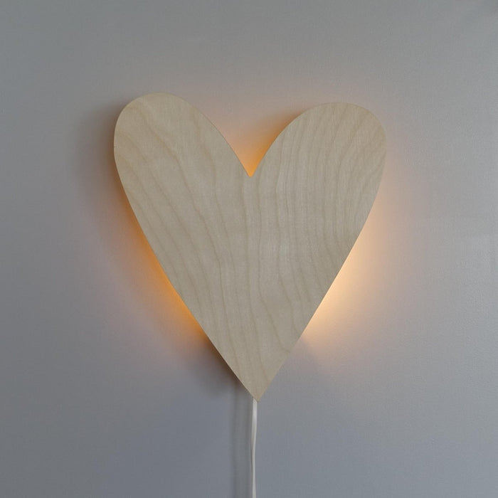 Houten wandlamp kinderkamer | Hart - blank