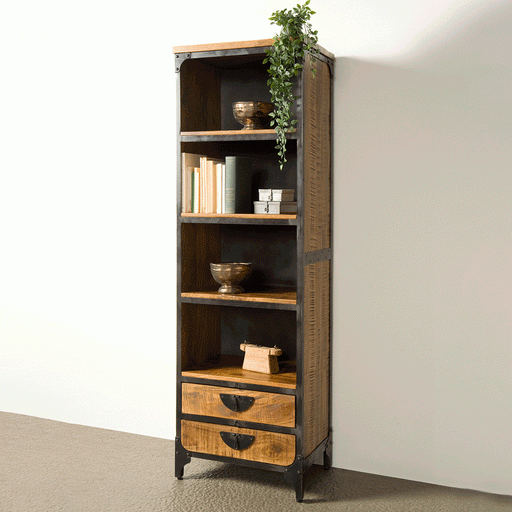 Tower Living Boekenkast Basto 190 x 60cm, Mangohout - Bruin - ThatLyfeStyle