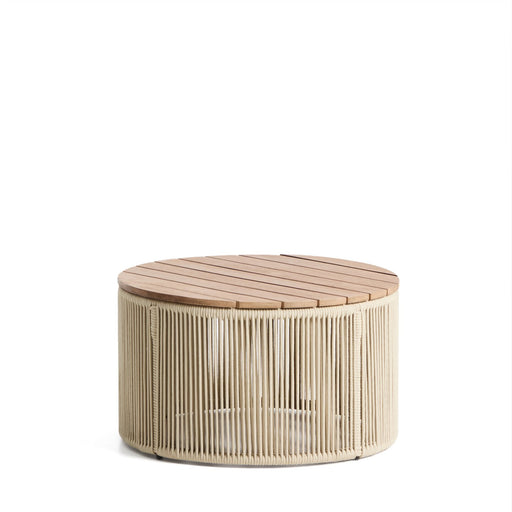 Kave Home Ronde Salontafel Dandara Acaciahout en touw, 60cm - Ecru - ThatLyfeStyle