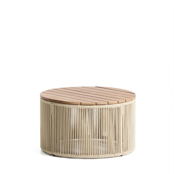 Kave Home Ronde Salontafel Dandara Acaciahout en touw, 60cm - Ecru - ThatLyfeStyle