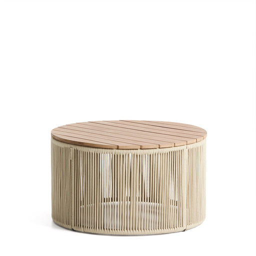 Kave Home Ronde Salontafel Dandara Acaciahout en touw, 70cm - Ecru - ThatLyfeStyle