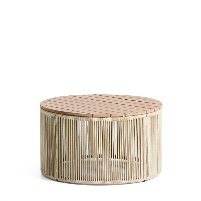 Kave Home Ronde Salontafel Dandara Acaciahout en touw, 70cm - Ecru - ThatLyfeStyle