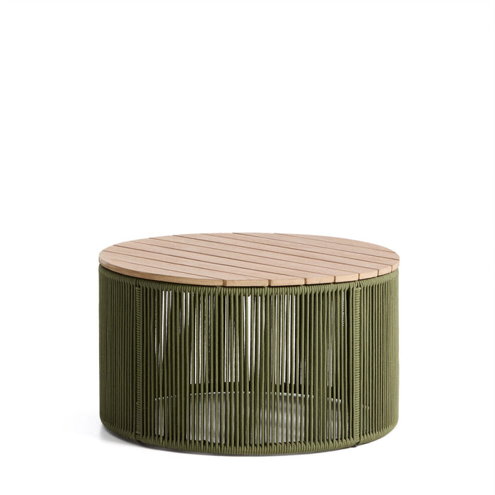 Kave Home Ronde Salontafel Dandara Acaciahout en touw, 70cm - Donkergroen - ThatLyfeStyle