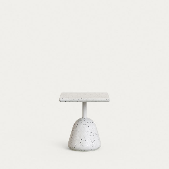 Kave Home Vierkante Bijzettafel Saura Terrazzo, 44cm - Wit