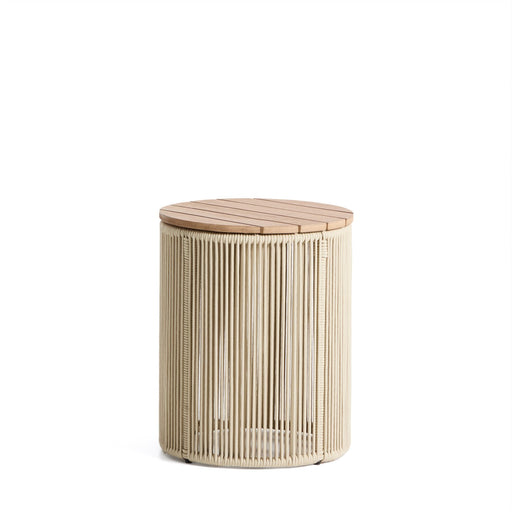Kave Home Ronde Bijzettafel Dandara Acaciahout en touw, 40cm - Ecru - ThatLyfeStyle