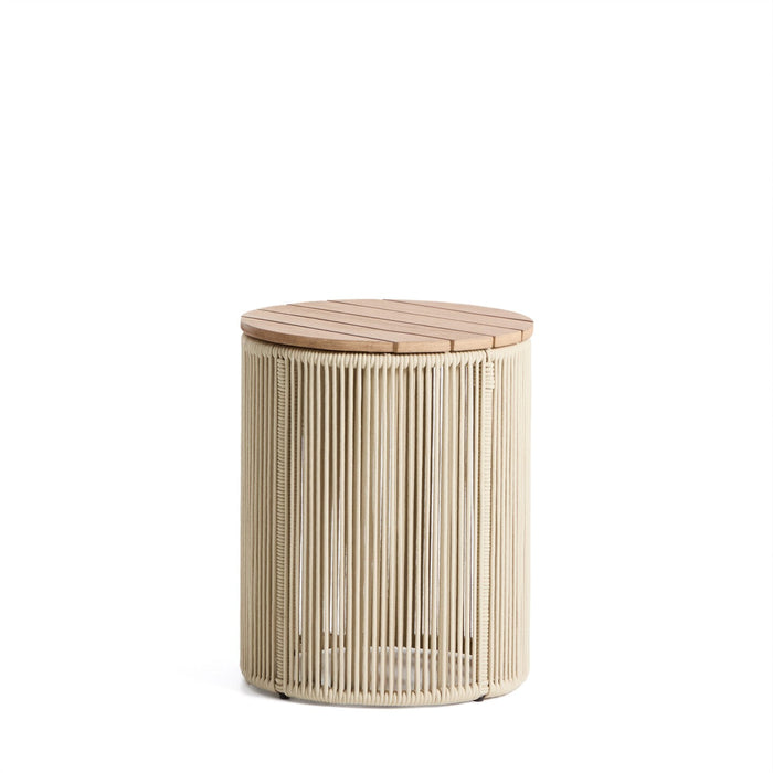 Kave Home Ronde Bijzettafel Dandara Acaciahout en touw, 40cm - Ecru - ThatLyfeStyle
