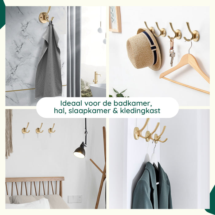 XIVADA Kapstokhaak Zena – Inclusief schroefset – Goud – Set van 3 - ThatLyfeStyle
